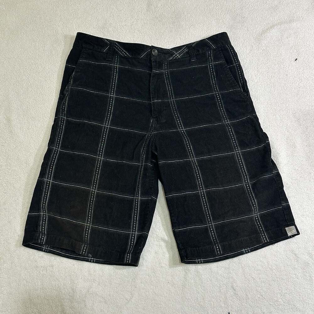 Vans Men's Size 32 Black Plaid Corduroy Shorts